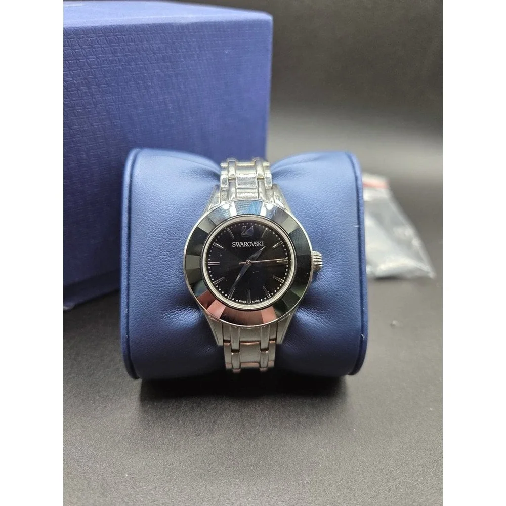 Swarovski Octea Lux Watch Black‎ Ceramic Dial Stainless Steel Silver Tone Swiss